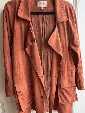 Miss Me Faux Suede Western Jacket Womens Large Aztec Embroidered Boho Drape Coat